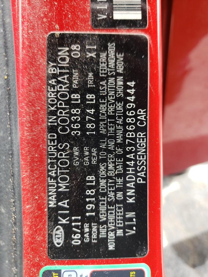 Photo 10 from auction – 2011 KIA RIO BASE with VIN KNADH4A37B6869444