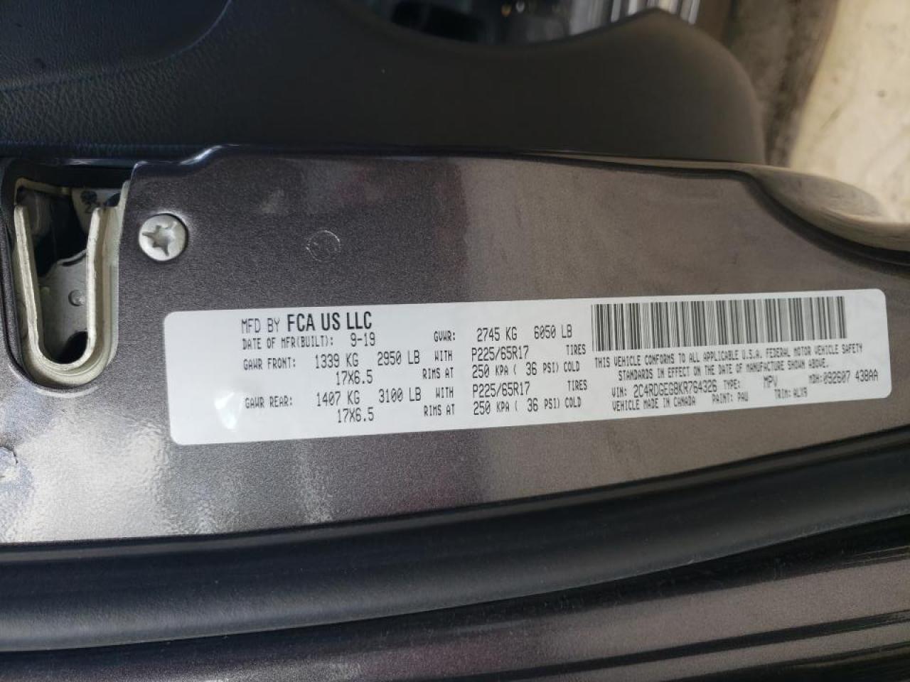 Photo 10 from auction – 2019 DODGE GRAND CARA with VIN 2C4RDGEG8KR764326