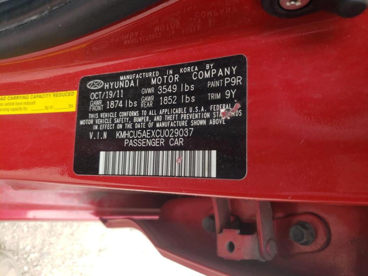 Photo 10 from auction – 2012 HYUNDAI ACCENT GLS with VIN KMHCU5AEXCU029037