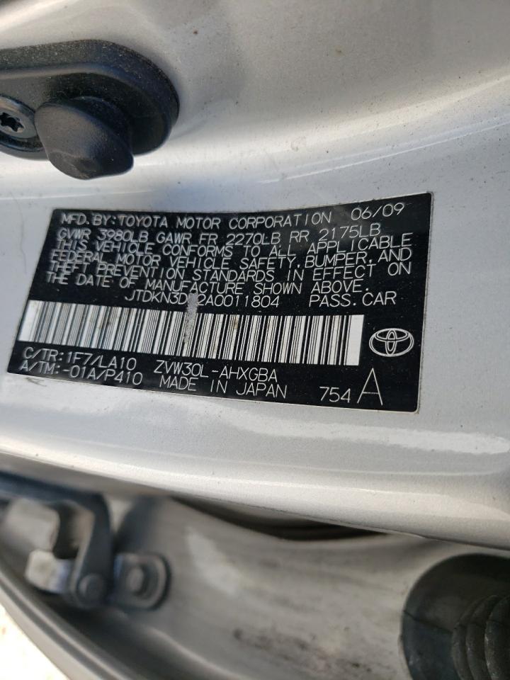 Photo 10 from auction – 2010 TOYOTA PRIUS with VIN JTDKN3DU2A0011804