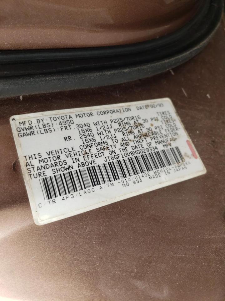 Photo 10 from auction – 1999 LEXUS RX 300 with VIN JT6GF10U8X0029334