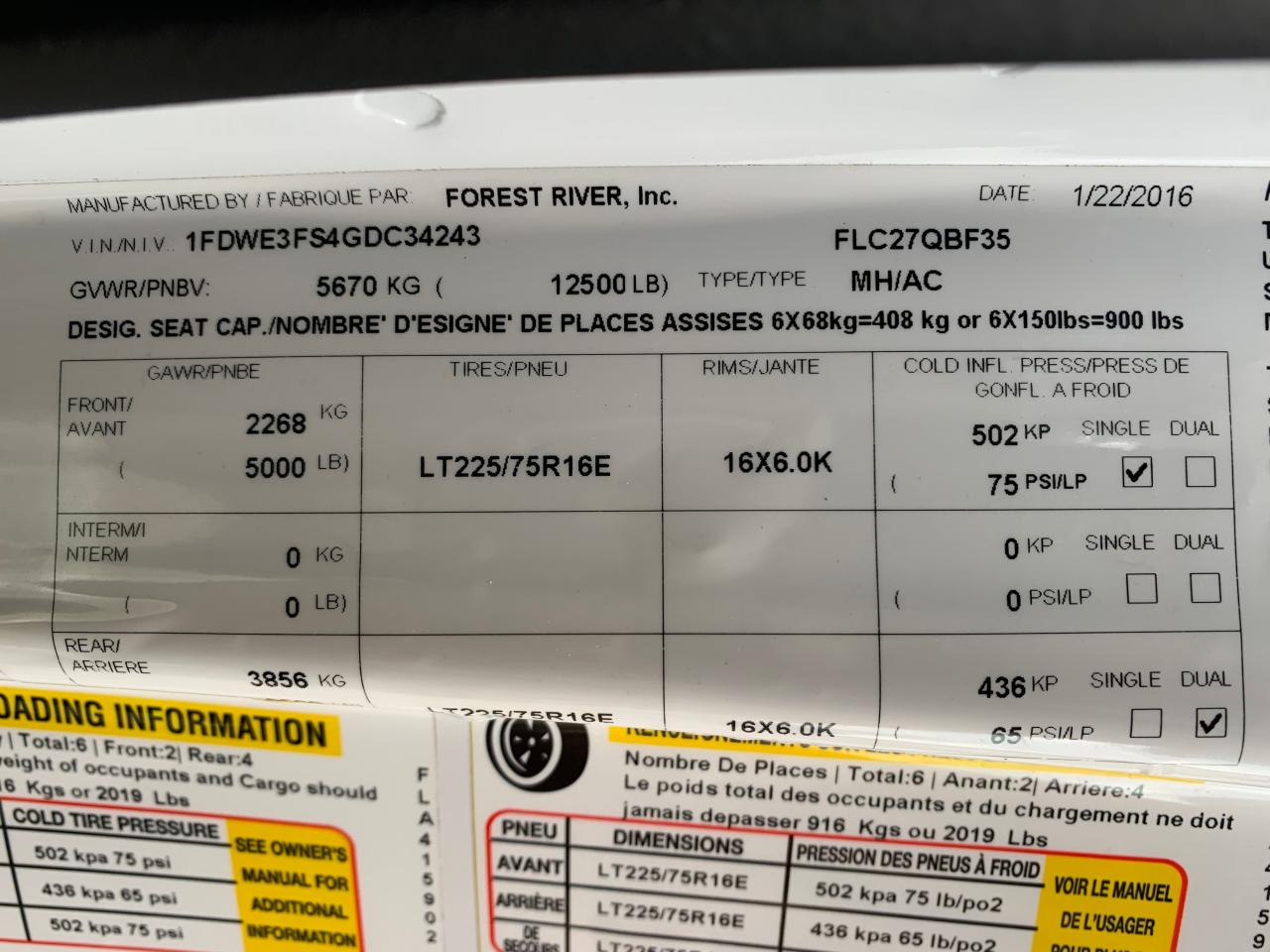 Photo 10 from auction – 2016 FORD ECONOLINE with VIN 1FDWE3FS4GDC34243