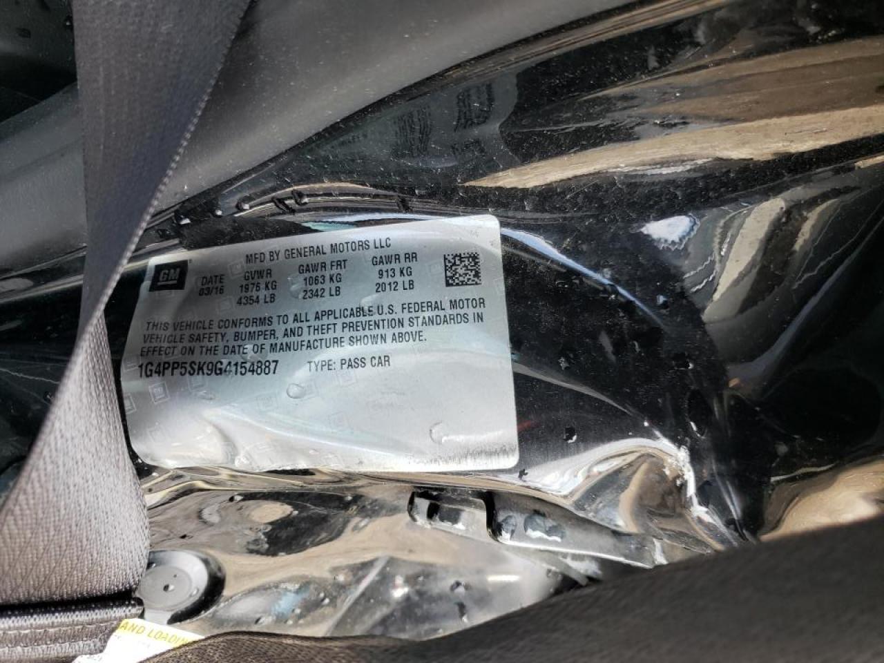 Photo 10 from auction – 2016 BUICK VERANO with VIN 1G4PP5SK9G4154887