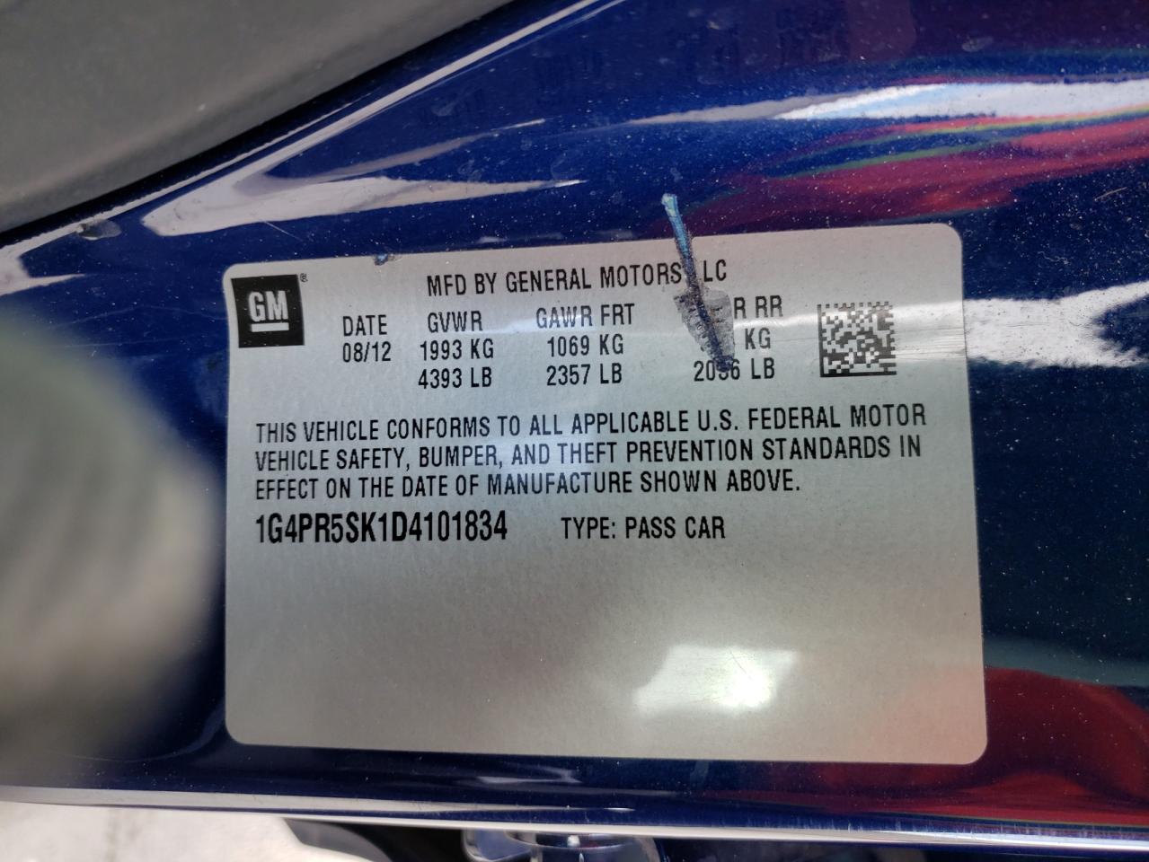 Photo 10 from auction – 2013 BUICK VERANO CON with VIN 1G4PR5SK1D4101834
