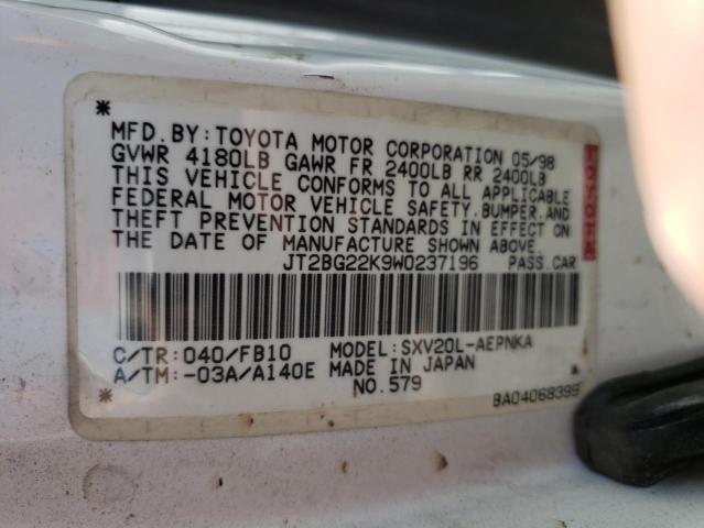 Photo 10 from auction – 1998 TOYOTA CAMRY with VIN JT2BG22K9W0237196
