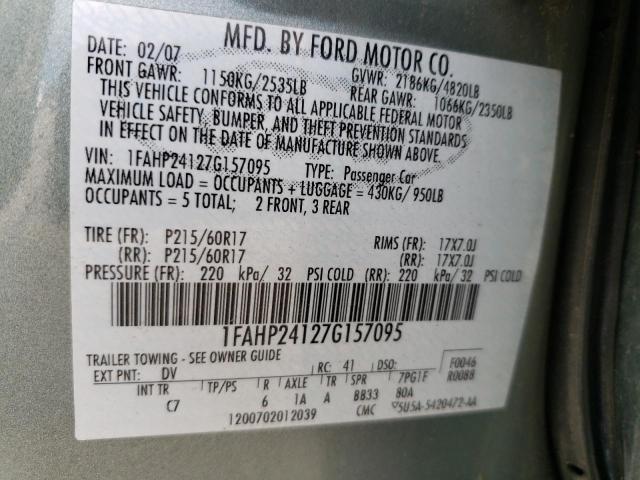 Photo 10 from auction – 2007 FORD FIVE HUNDR with VIN 1FAHP24127G157095