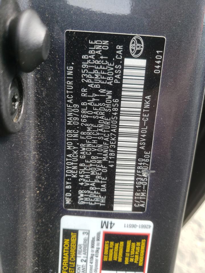 Photo 10 from auction – 2010 TOYOTA CAMRY BASE with VIN 4T1BF3EK7AU054856