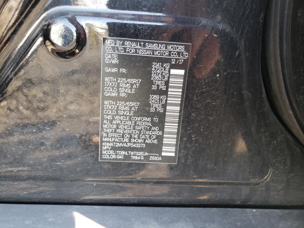Photo 11 from auction – 2018 NISSAN ROGUE S with VIN KNMAT2MV4JP543373