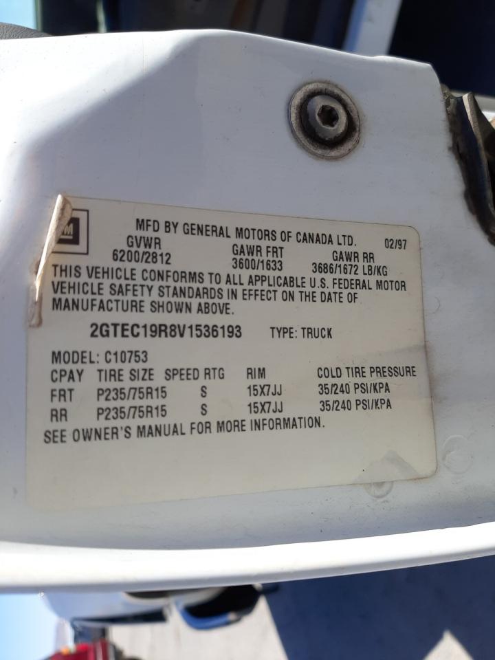 Photo 10 from auction – 1997 GMC SIERRA C15 with VIN 2GTEC19R8V1536193
