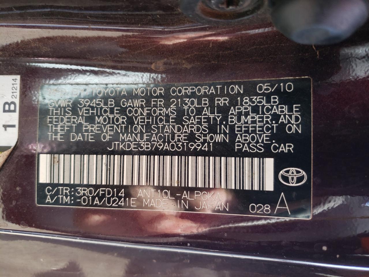 Photo 10 from auction – 2010 SCION SCION with VIN JTKDE3B79A0319941