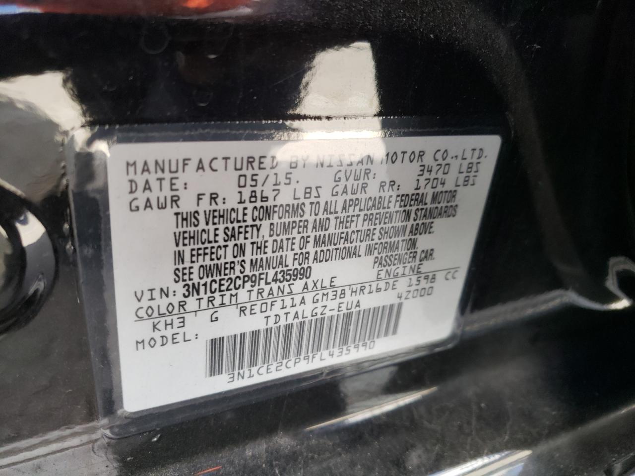 Photo 10 from auction – 2015 NISSAN VERSA NOTE with VIN 3N1CE2CP9FL435990