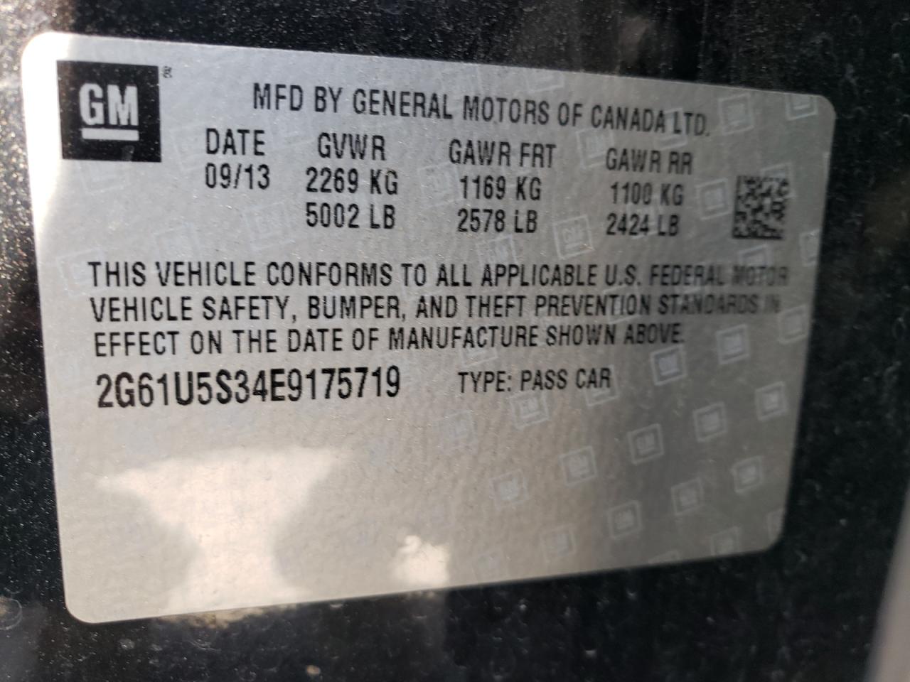 Photo 10 from auction – 2014 CADILLAC XTS with VIN 2G61U5S34E9175719