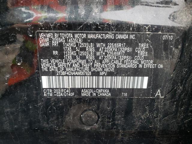 Photo 10 from auction – 2010 TOYOTA RAV4 with VIN 2T3BF4DV4AW067928