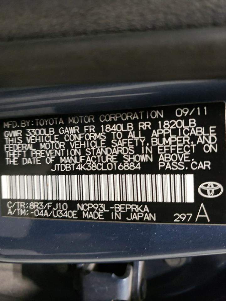 Photo 10 from auction – 2012 TOYOTA YARIS with VIN JTDBT4K38CL016884