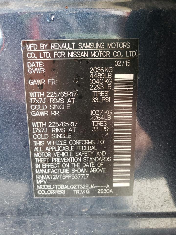 Zdjęcie 10 z aukcji – 2015 NISSAN ROGUE S z VIN KNMAT2MT5FP537717