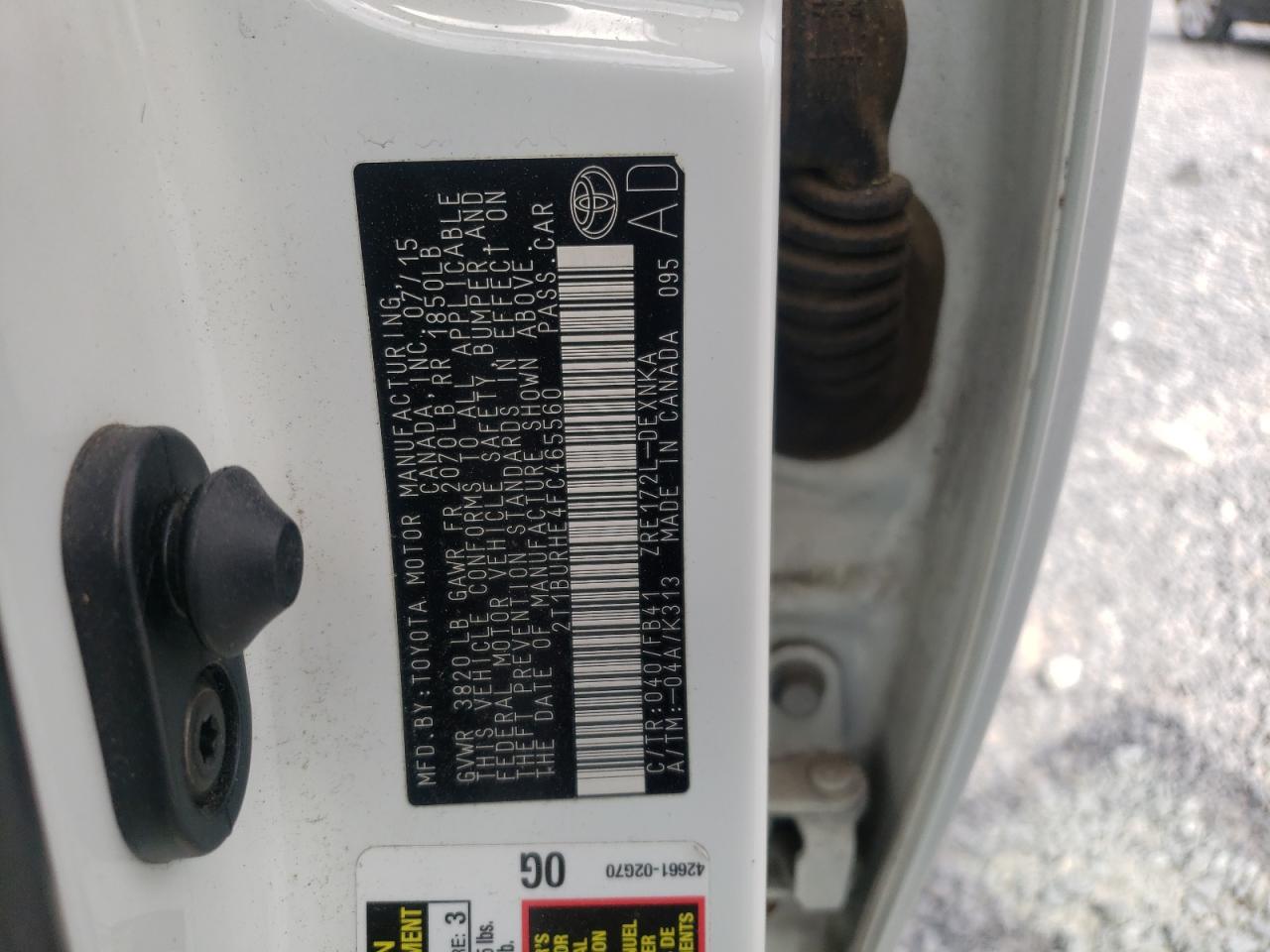 Photo 10 from auction – 2015 TOYOTA COROLLA L with VIN 2T1BURHE4FC465560