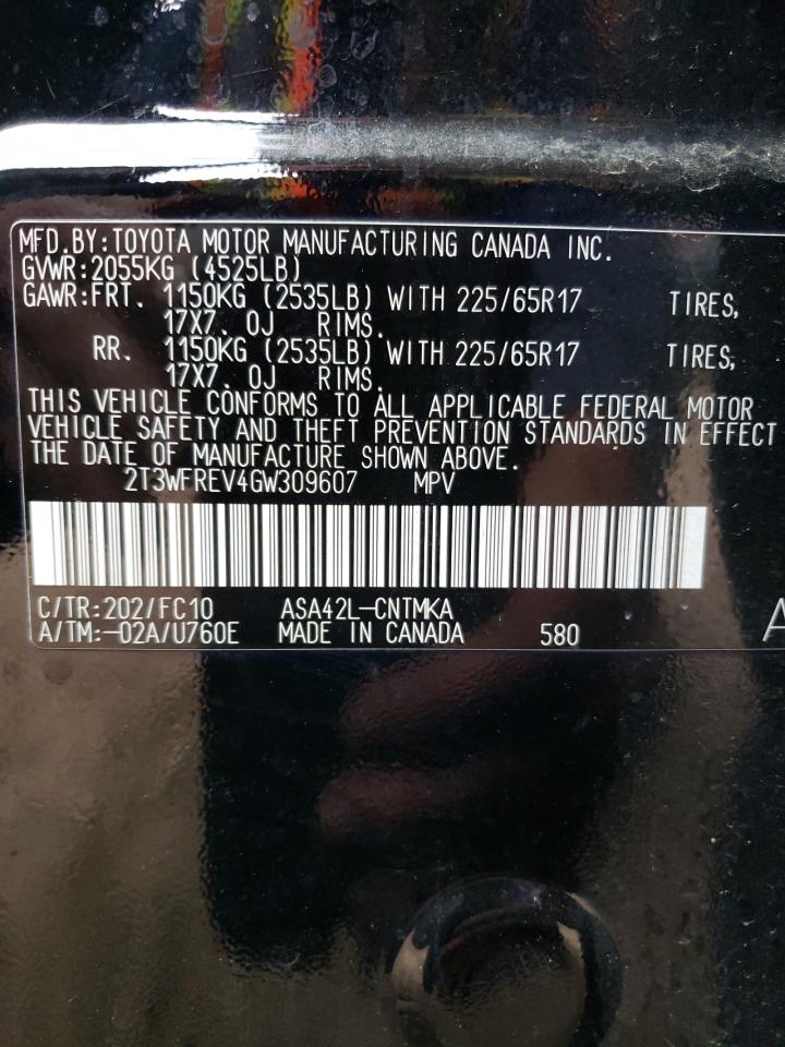Photo 10 from auction – 2016 TOYOTA RAV4 XLE with VIN 2T3WFREV4GW309607