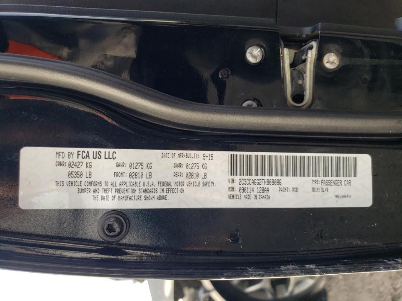 Photo 10 from auction – 2015 CHRYSLER 300 S with VIN 2C3CCAGG2FH909086