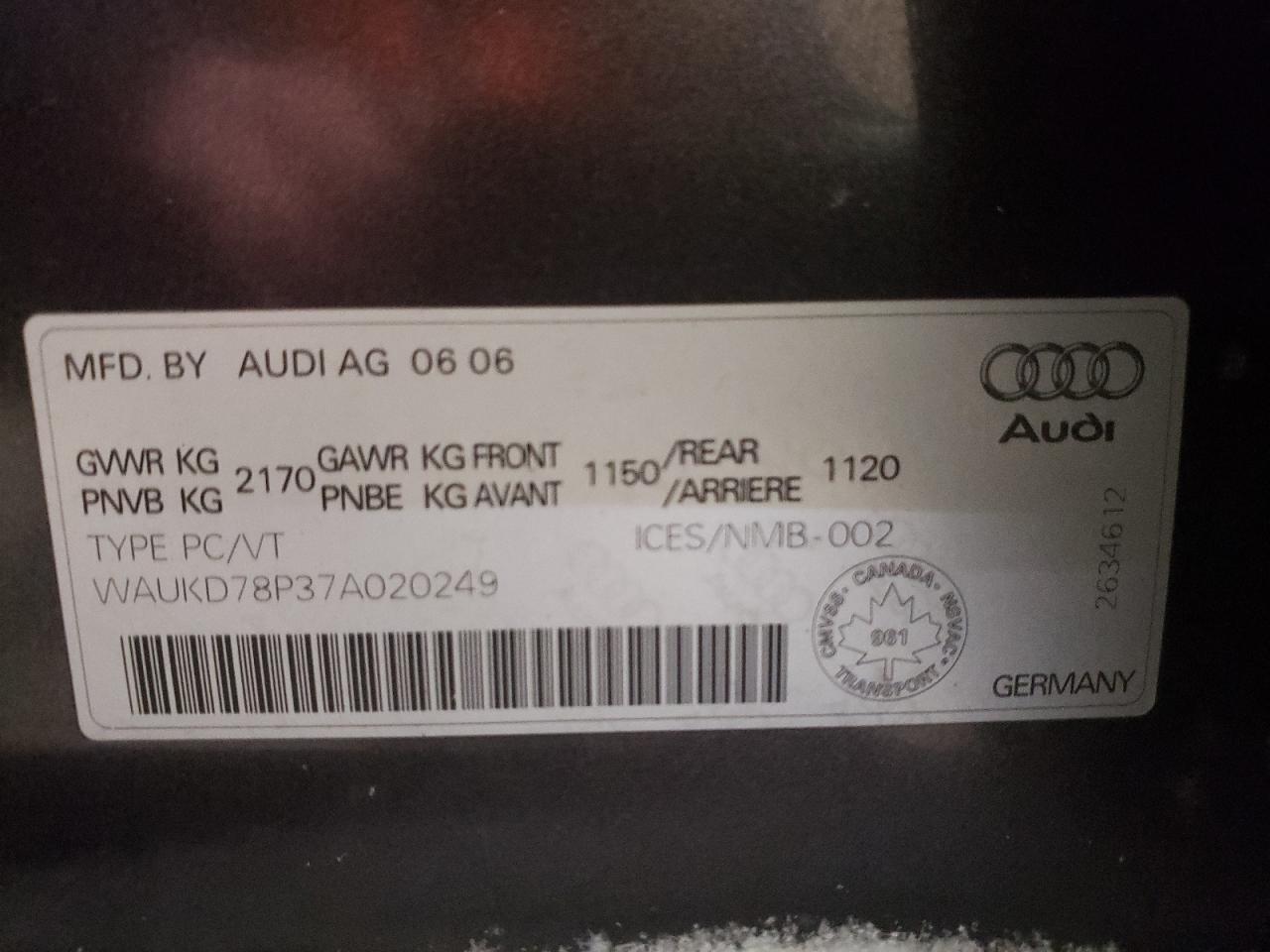 Photo 10 from auction – 2007 AUDI A3 S-LINE with VIN WAUKD78P37A020249