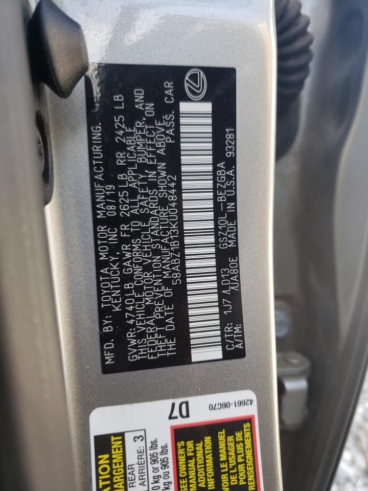 Photo 10 from auction – 2019 LEXUS ES 350 with VIN 58ABZ1B13KU048442