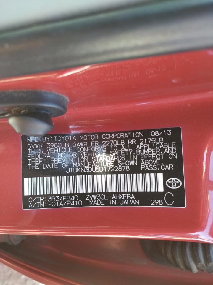 Photo 10 from auction – 2013 TOYOTA PRIUS with VIN JTDKN3DU5D1722878