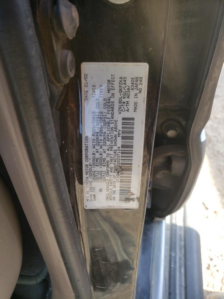 Photo 10 from auction – 2002 TOYOTA 4RUNNER LI with VIN JT3GN87R320237124