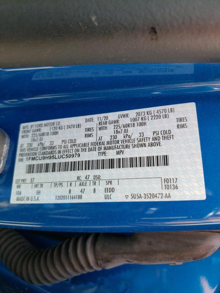 Photo 10 from auction – 2020 FORD ESCAPE SEL with VIN 1FMCU9H95LUC50979