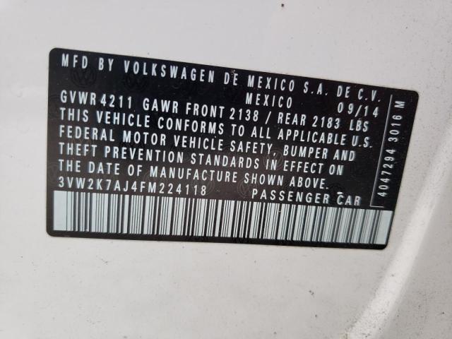Photo 10 from auction – 2015 VOLKSWAGEN JETTA BASE with VIN 3VW2K7AJ4FM224118