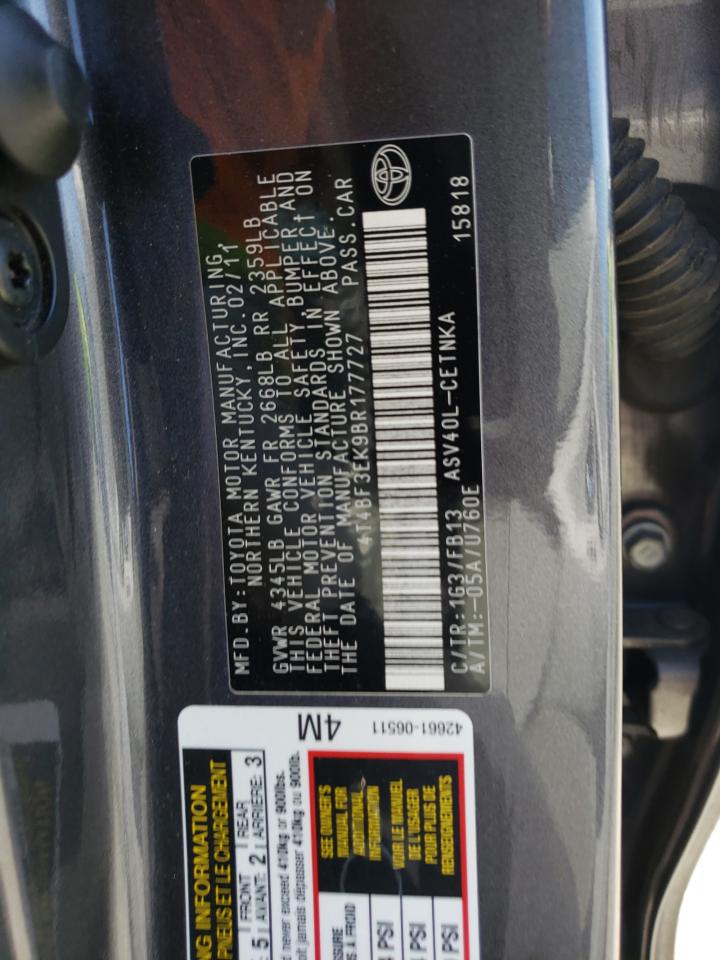 Photo 10 from auction – 2011 TOYOTA CAMRY BASE with VIN 4T4BF3EK9BR177727