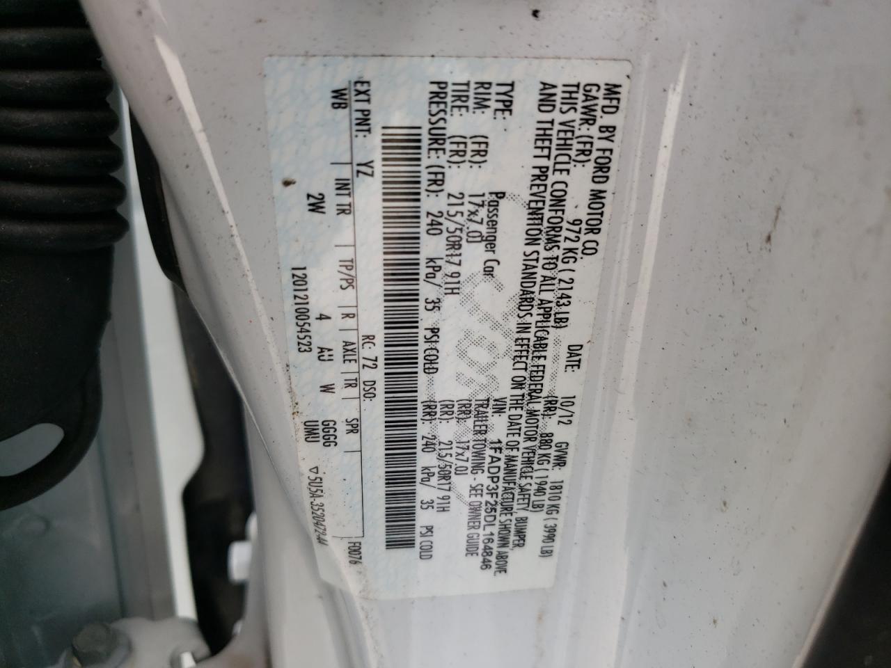 Фото 10 с аукциона – 2013 FORD FOCUS SE с VIN 1FADP3F25DL164846