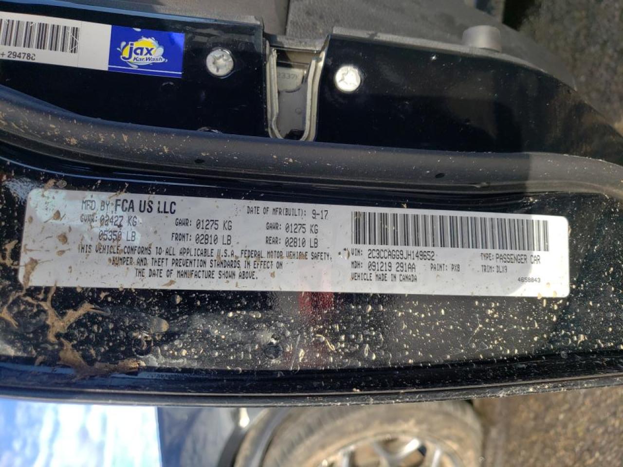 Photo 10 from auction – 2018 CHRYSLER 300 S with VIN 2C3CCAGG9JH149652