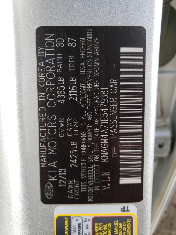 Photo 10 from auction – 2014 KIA OPTIMA LX with VIN KNAGM4A71E5479381