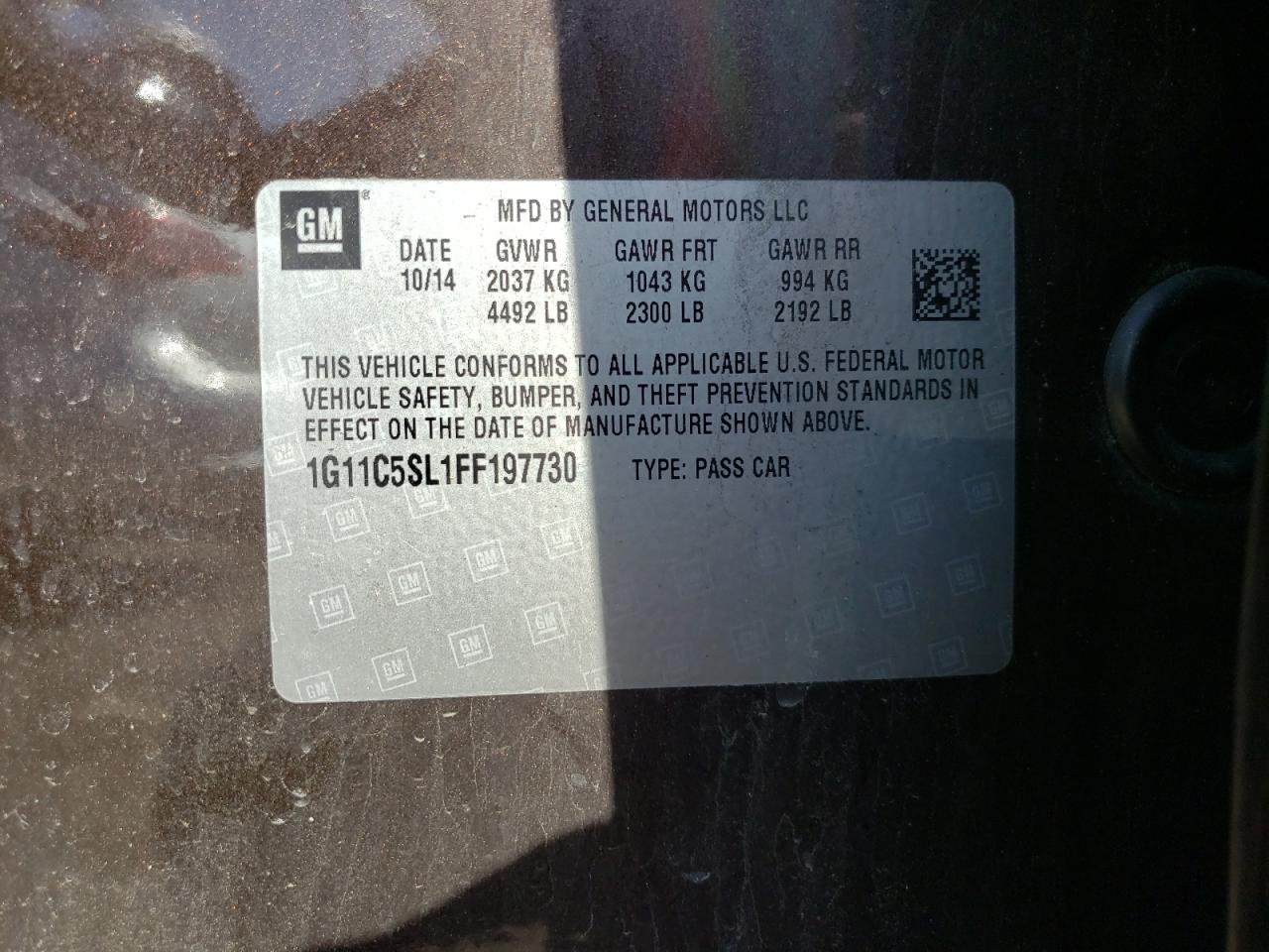 Photo 10 from auction – 2015 CHEVROLET MALIBU with VIN 1G11C5SL1FF197730