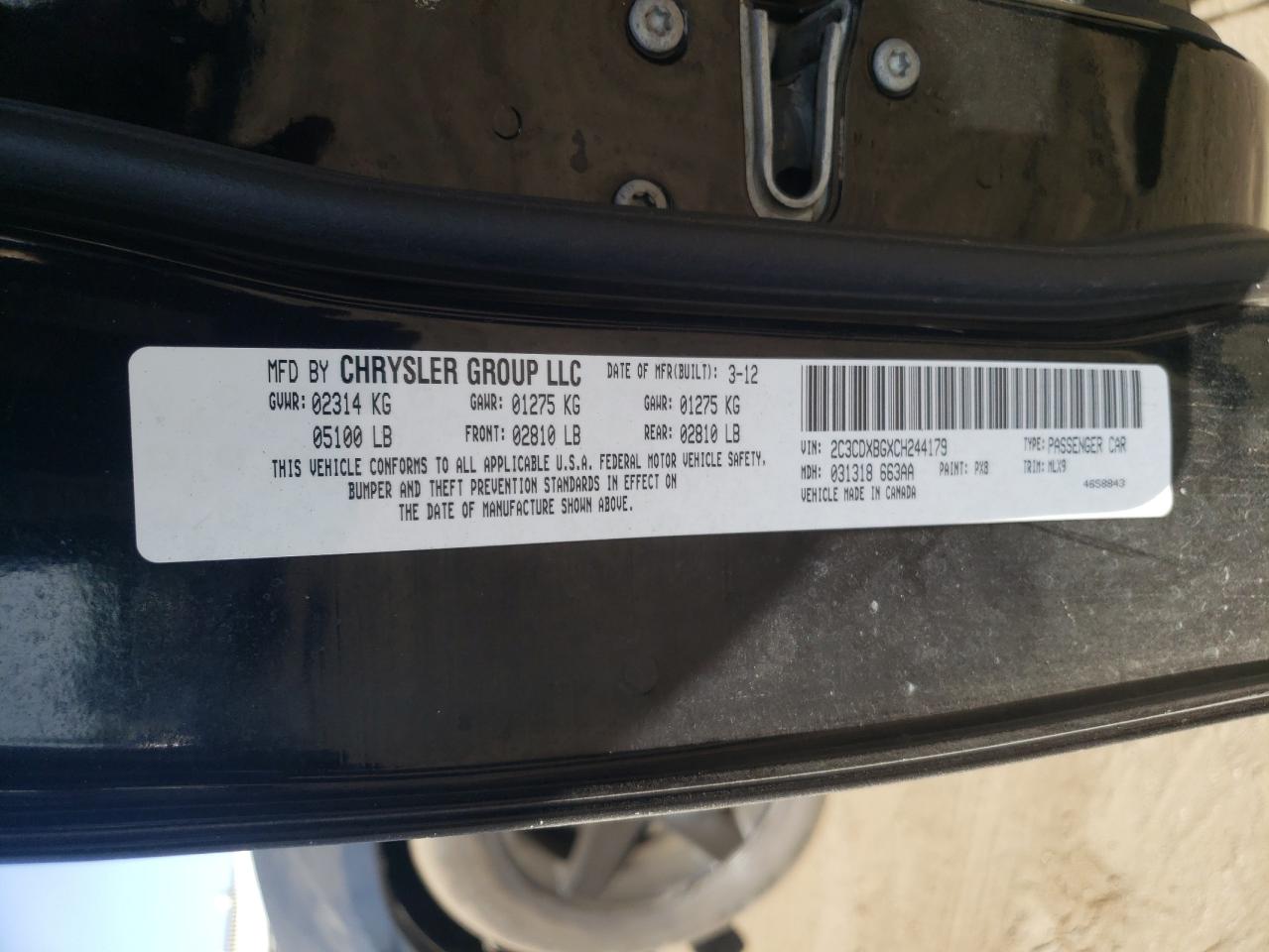 Photo 10 from auction – 2012 DODGE CHARGER SE with VIN 2C3CDXBGXCH244179