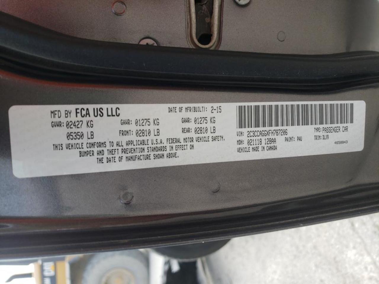 Photo 10 from auction – 2015 CHRYSLER 300 S with VIN 2C3CCAGGXFH787206