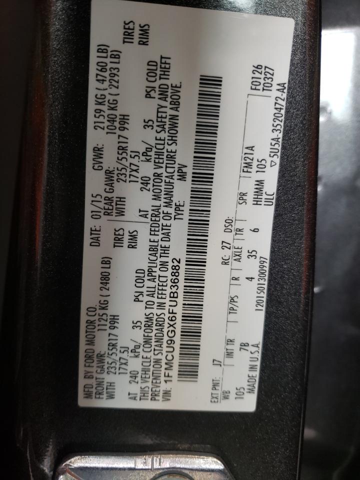 Photo 10 from auction – 2015 FORD ESCAPE SE with VIN 1FMCU9GX6FUB36882