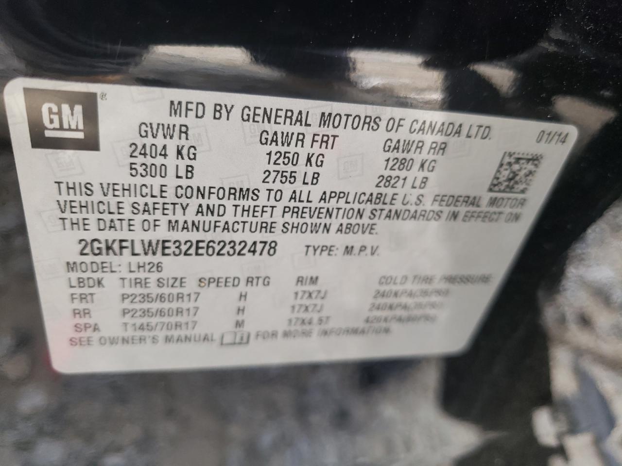 Photo 10 from auction – 2014 GMC TERRAIN SL with VIN 2GKFLWE32E6232478