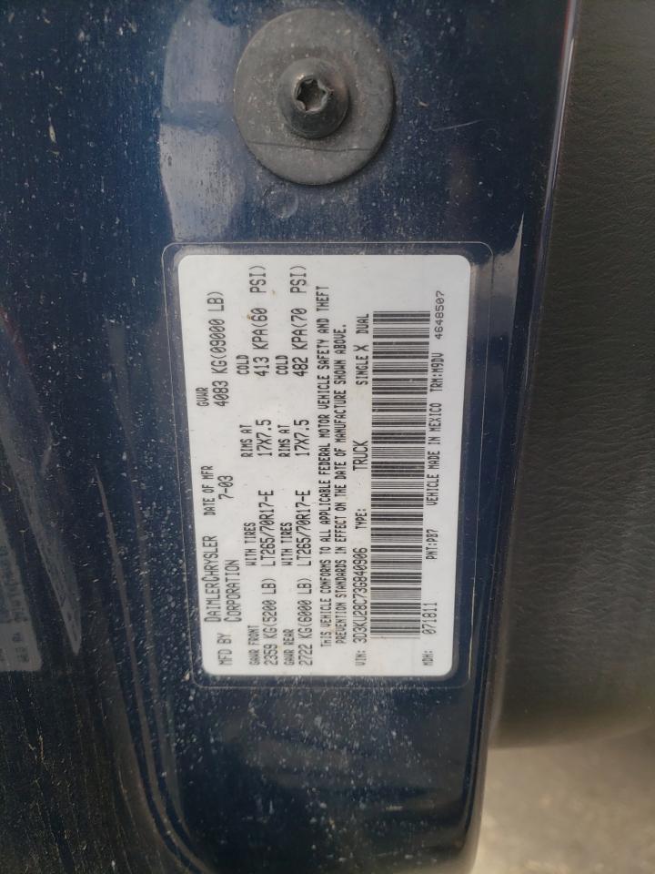 Photo 10 from auction – 2003 DODGE RAM 2500 S with VIN 3D3KU28C73G840906