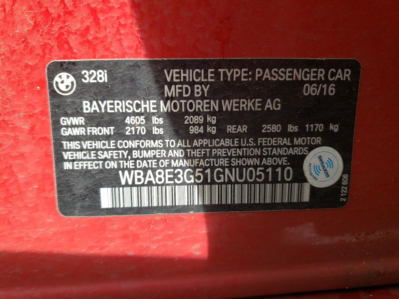 Photo 10 from auction – 2016 BMW 328 XI SUL with VIN WBA8E3G51GNU05110