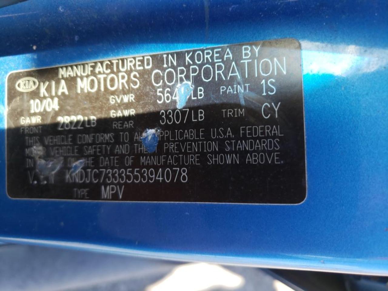 Photo 10 from auction – 2005 KIA SORENTO EX with VIN KNDJC733355394078