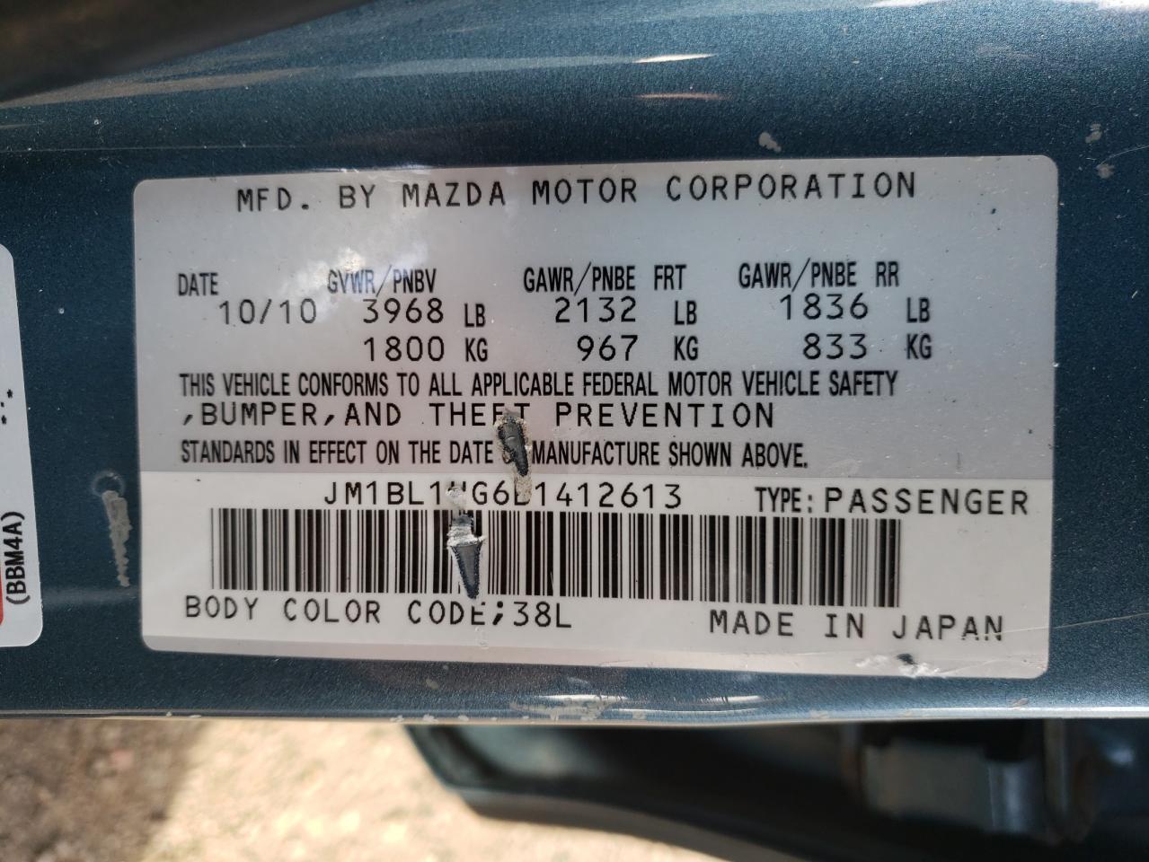Photo 10 from auction – 2011 MAZDA 3 I with VIN JM1BL1UG6B1412613