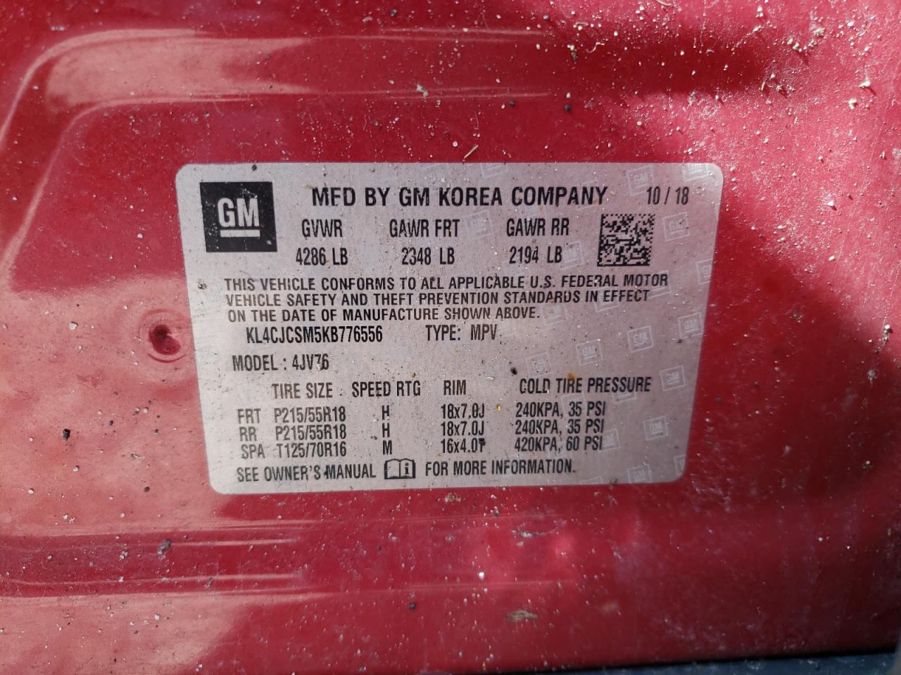 Photo 10 from auction – 2019 BUICK ENCORE ESS with VIN KL4CJCSM5KB776556