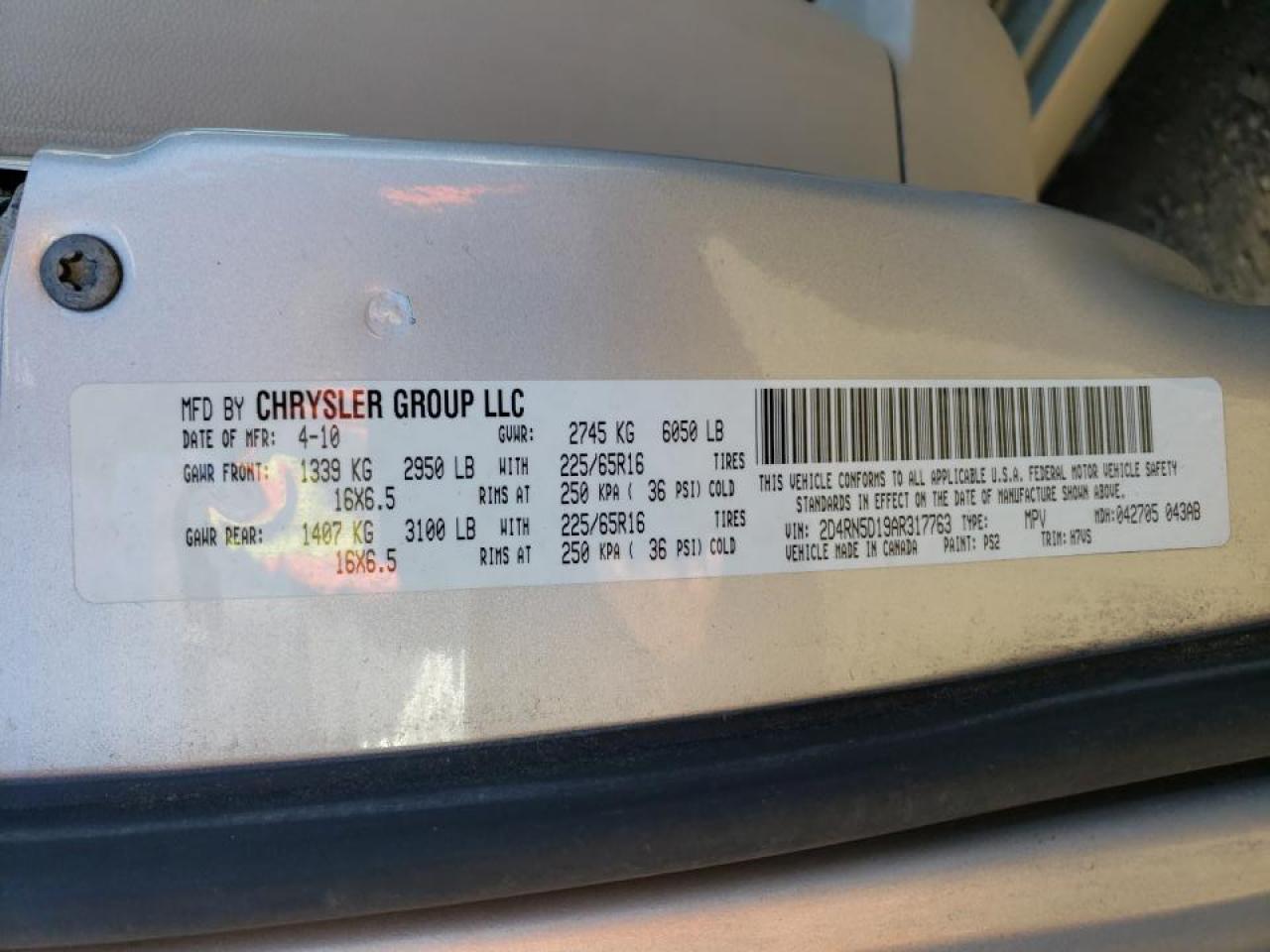 Photo 10 from auction – 2010 DODGE GRAND CARA with VIN 2D4RN5D19AR317763