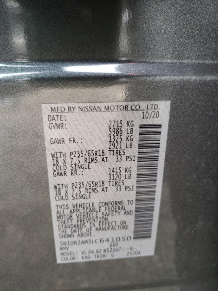 Photo 10 from auction – 2020 NISSAN PATHFINDER with VIN 5N1DR2AM3LC641050