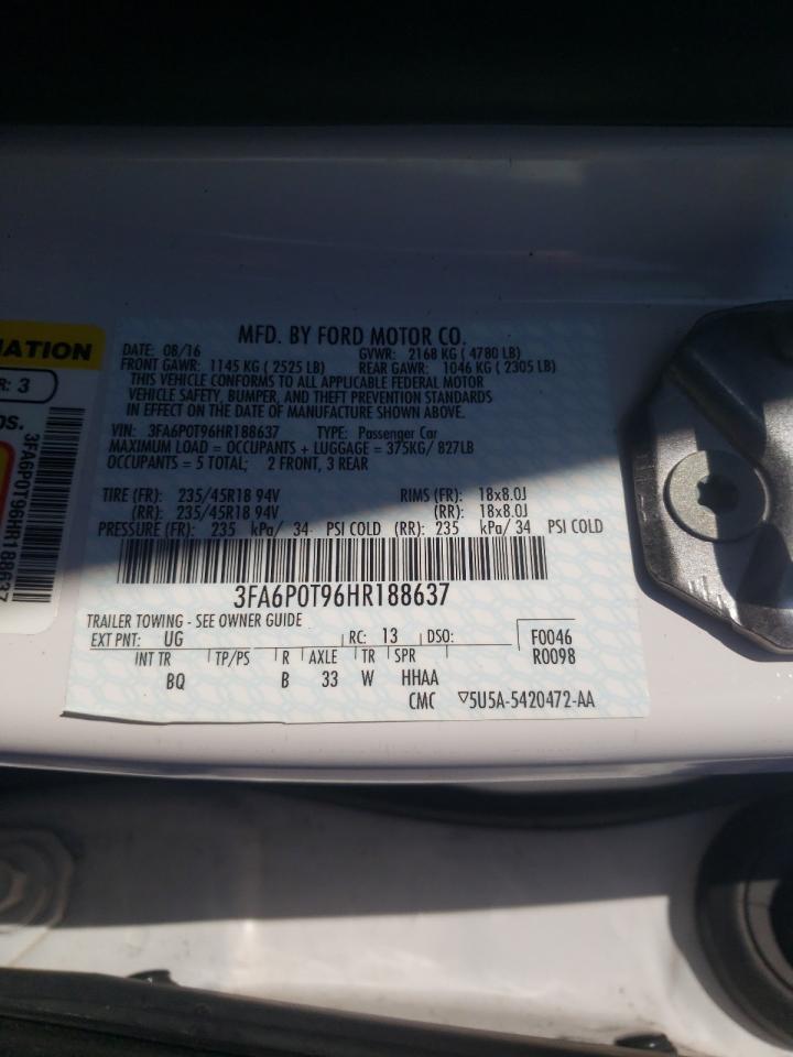 Photo 10 from auction – 2017 FORD FUSION SE with VIN 3FA6P0T96HR188637