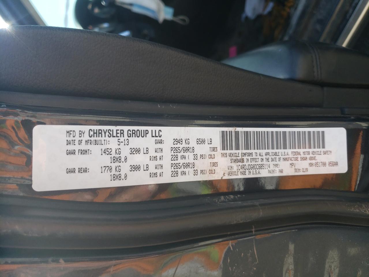 Photo 10 from auction – 2013 DODGE DURANGO CR with VIN 1C4RDJDG0DC685114