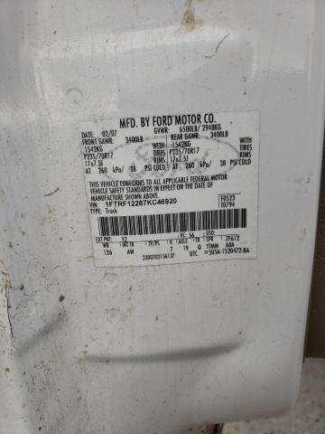Photo 10 from auction – 2007 FORD F150 with VIN 1FTRF12287KC46920