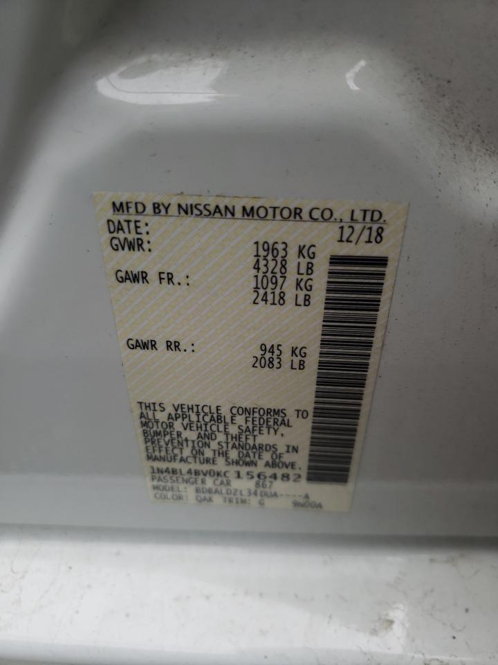 Photo 10 from auction – 2019 NISSAN ALTIMA S with VIN 1N4BL4BV0KC156482