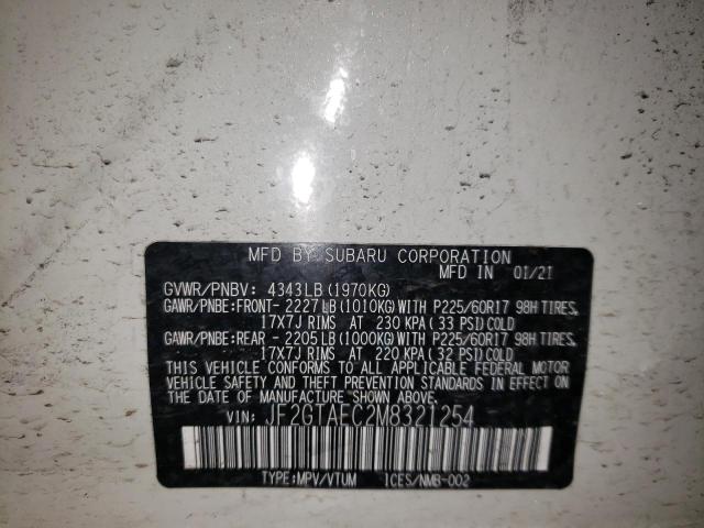 Photo 10 from auction – 2021 SUBARU CROSSTREK with VIN JF2GTAEC2M8321254