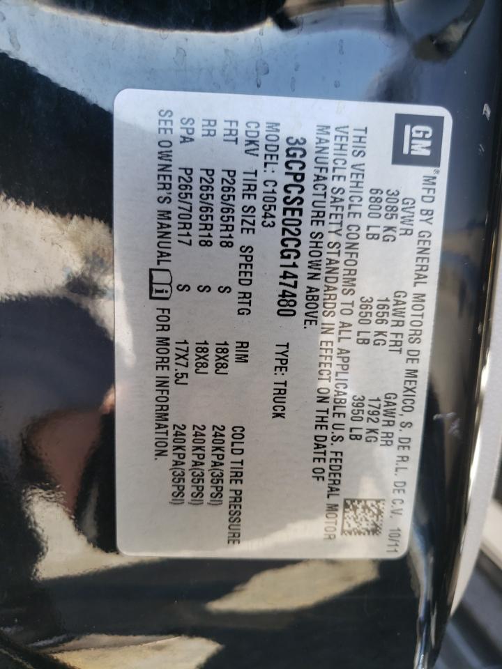 Foto 10 de la subasta – 2012 CHEVROLET SILVERADO con VIN 3GCPCSE02CG147480